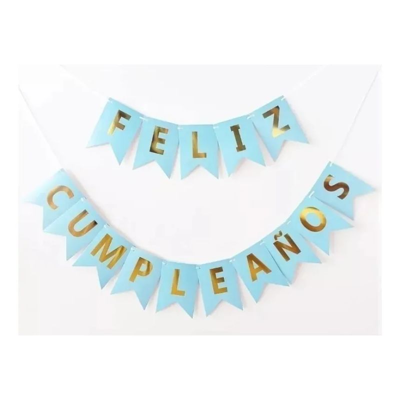 GENERICO - Banderin Feston Feliz Cumpleaños Azul Claro