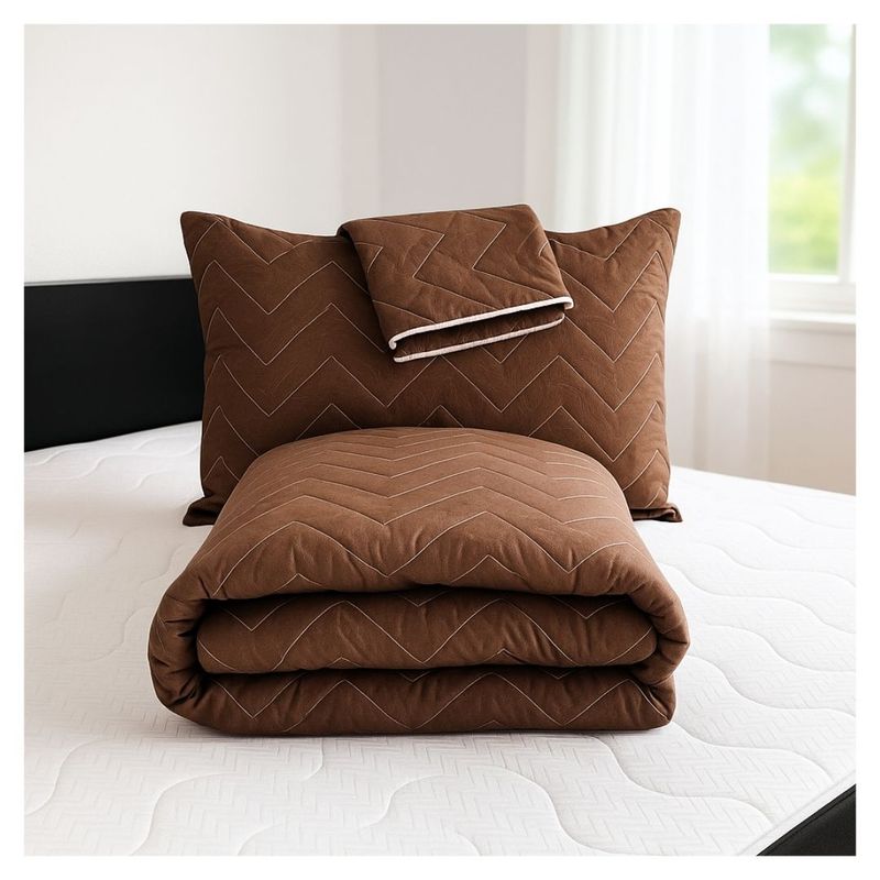 HOGARETO - Protector  Acolchado  Cama Queen + 2 Fundas de Almohada  Color Café