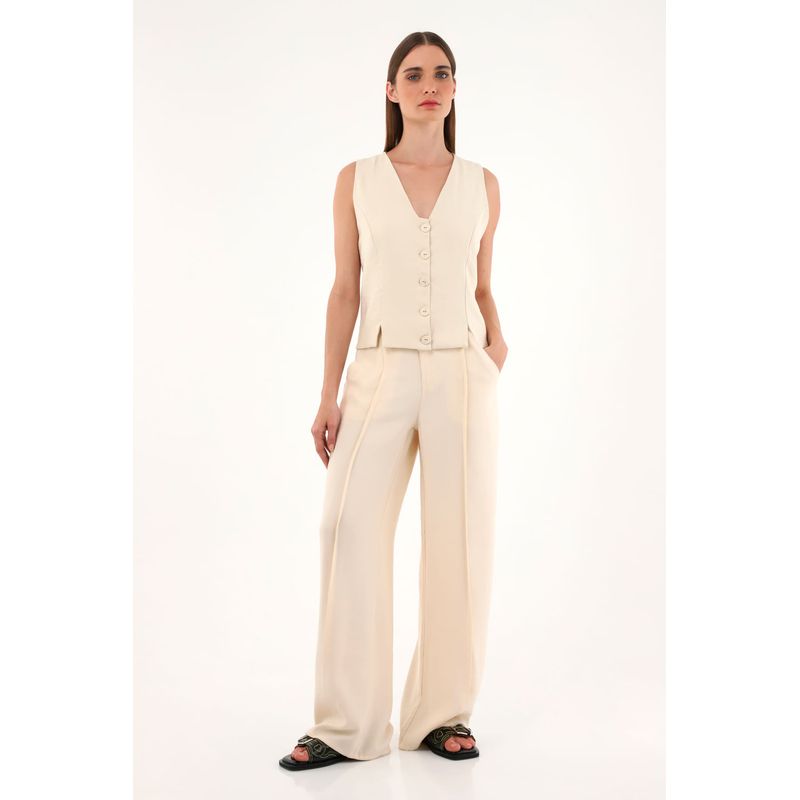 TENNIS - Pantalón Wide Leg crudo para mujer