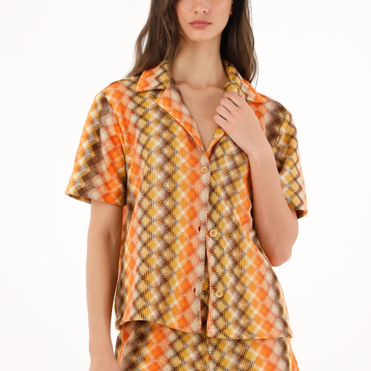 TENNIS - Camisa tipo bowling manga corta para mujer