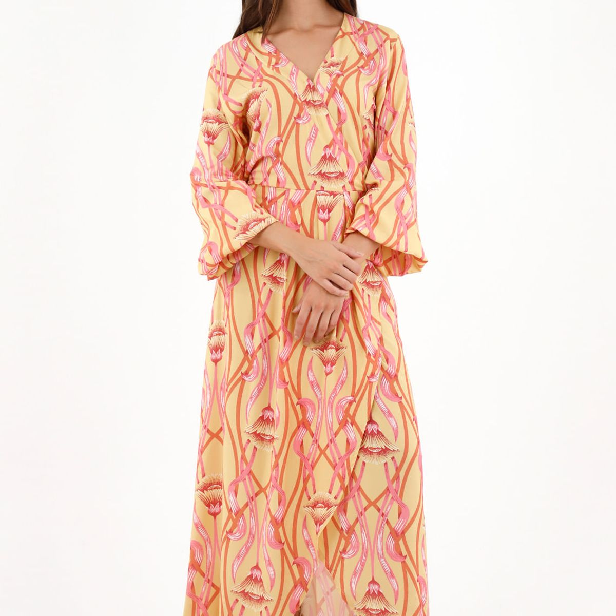 TOPMARK - Vestido largo con estampado de flores para mujer