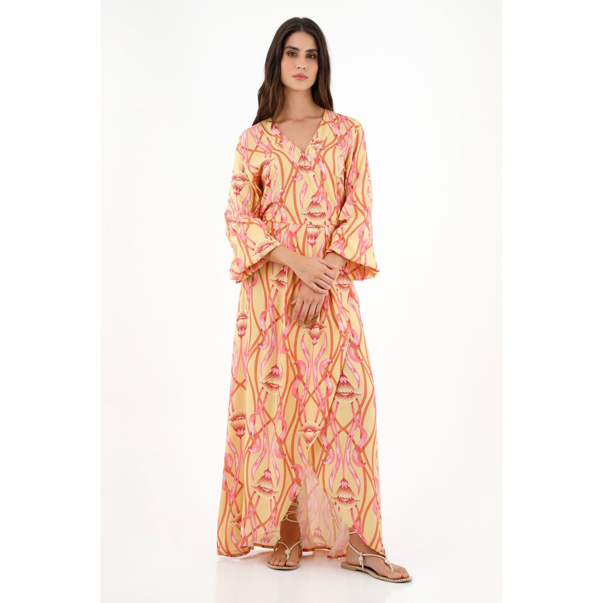 TOPMARK - Vestido largo con estampado de flores para mujer