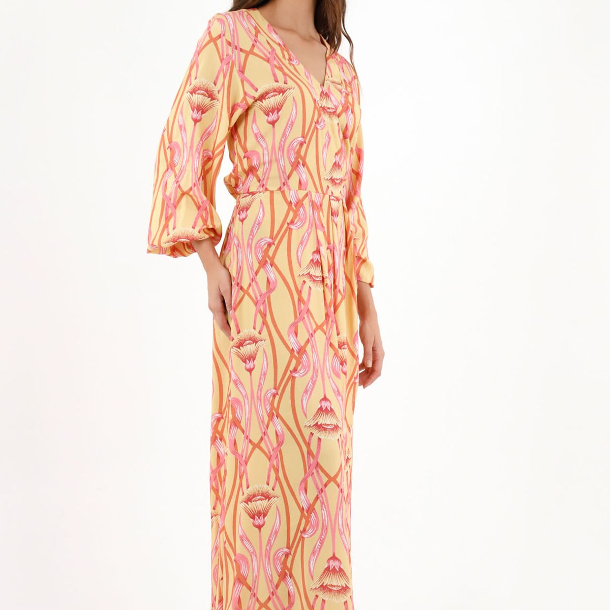 TOPMARK - Vestido largo con estampado de flores para mujer