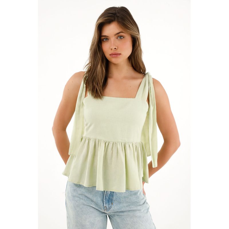 TENNIS - Camisa verde de tiras y escote recto para mujer