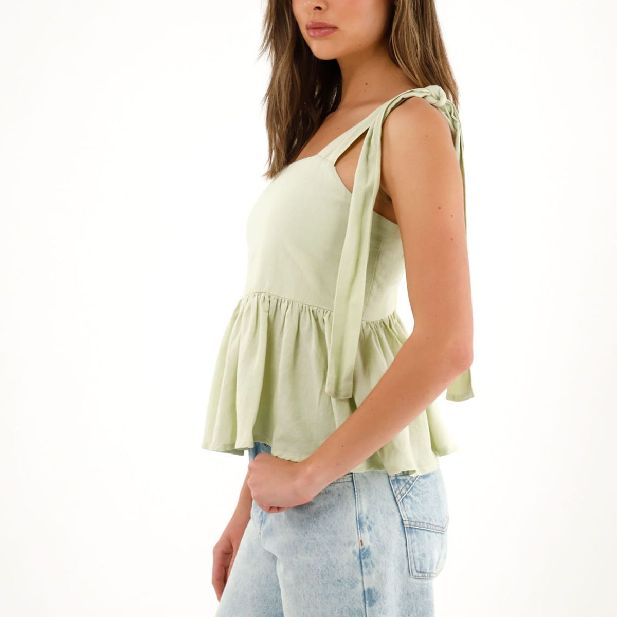 TENNIS - Camisa verde de tiras y escote recto para mujer