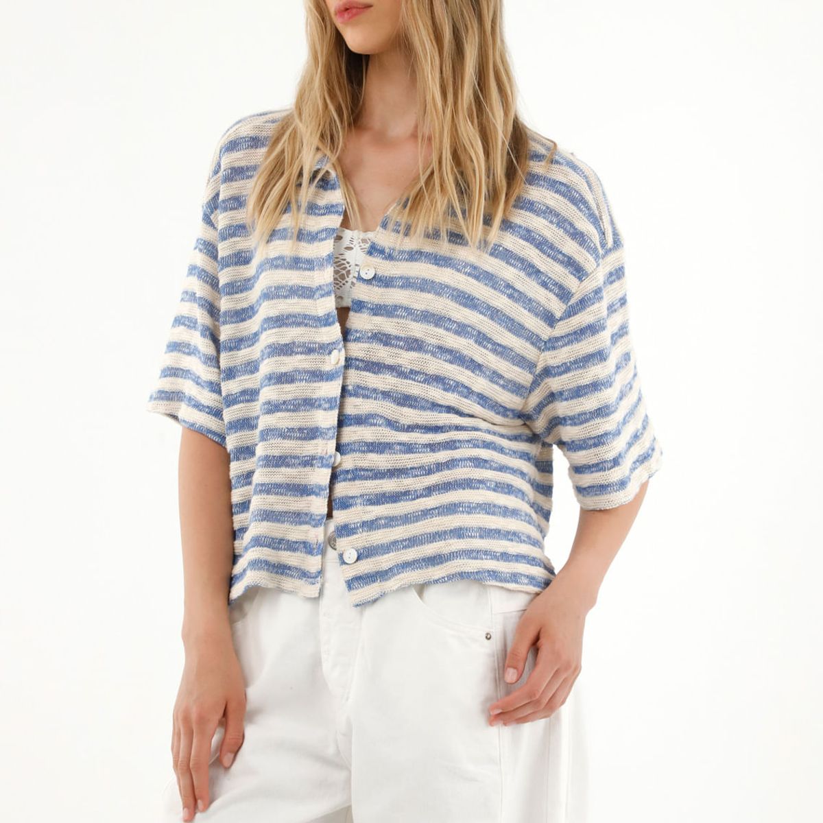 TENNIS - Camisa tejida con diseño a rayas para mujer