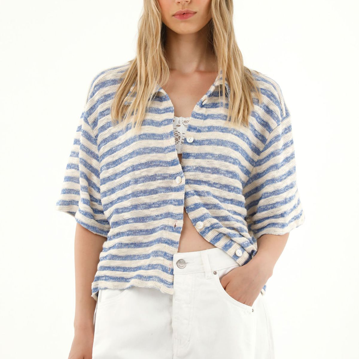 TENNIS - Camisa tejida con diseño a rayas para mujer