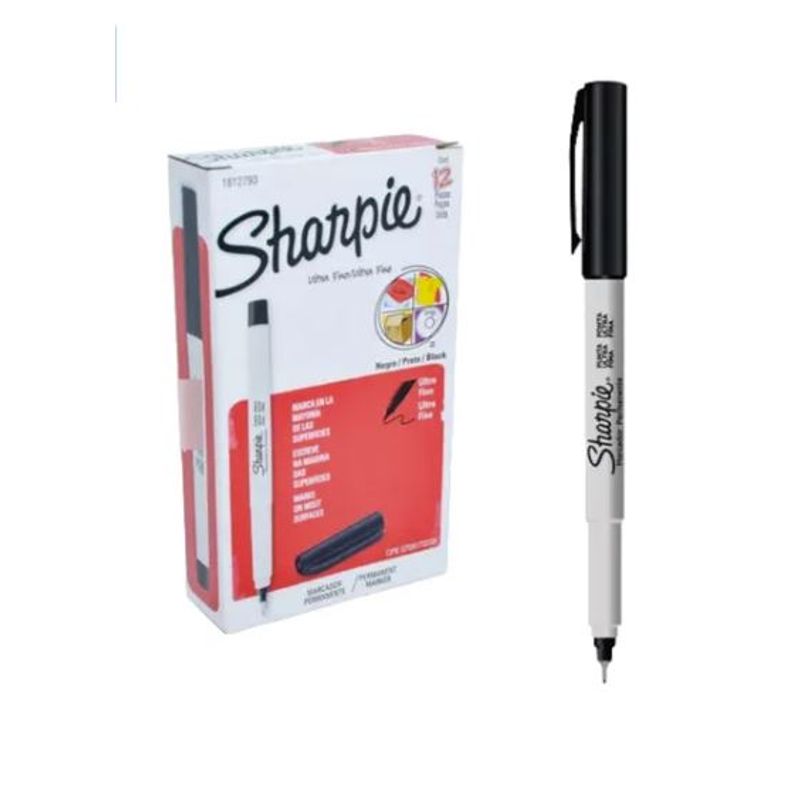 SHARPIE - 12 Marcadores Permanente Sharpie Ultra Fino 0.3mm