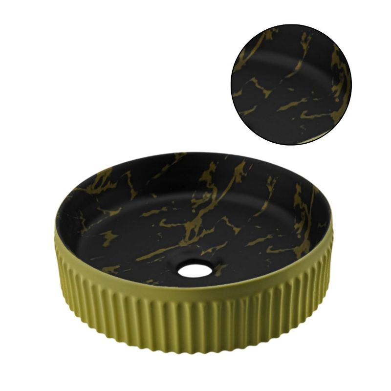 GENERICO - Lavamanos Moderno Redondo Negro Marmol Ceramico Verde