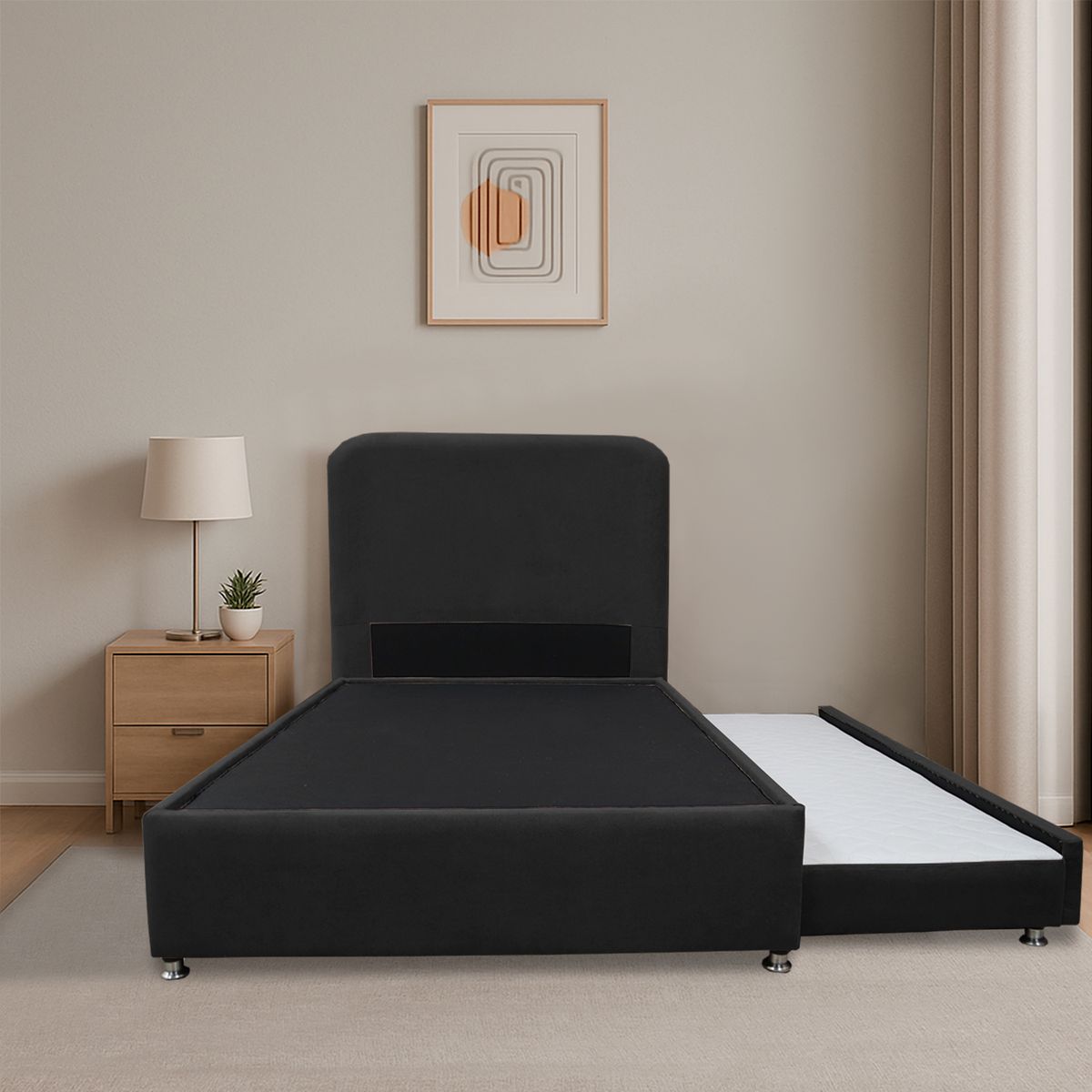 GENERICO - Cama Tarima Nido Comfort 100 Sencillo + Espaldar Negro