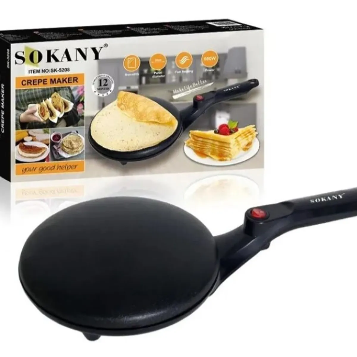 SOKANY - Maquina Electrica Crepera Para Hacer Crepes Sokany