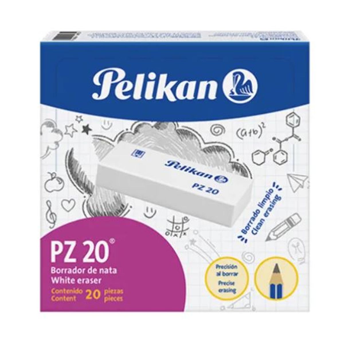 PELIKAN - Borrador De Nata Blanco Pz 20 Pelikan - Caja X 20 Und