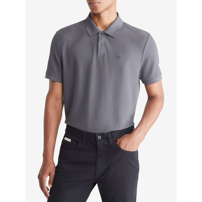 CALVIN KLEIN - Polo gris clásico de pique refinado Calvin Klein