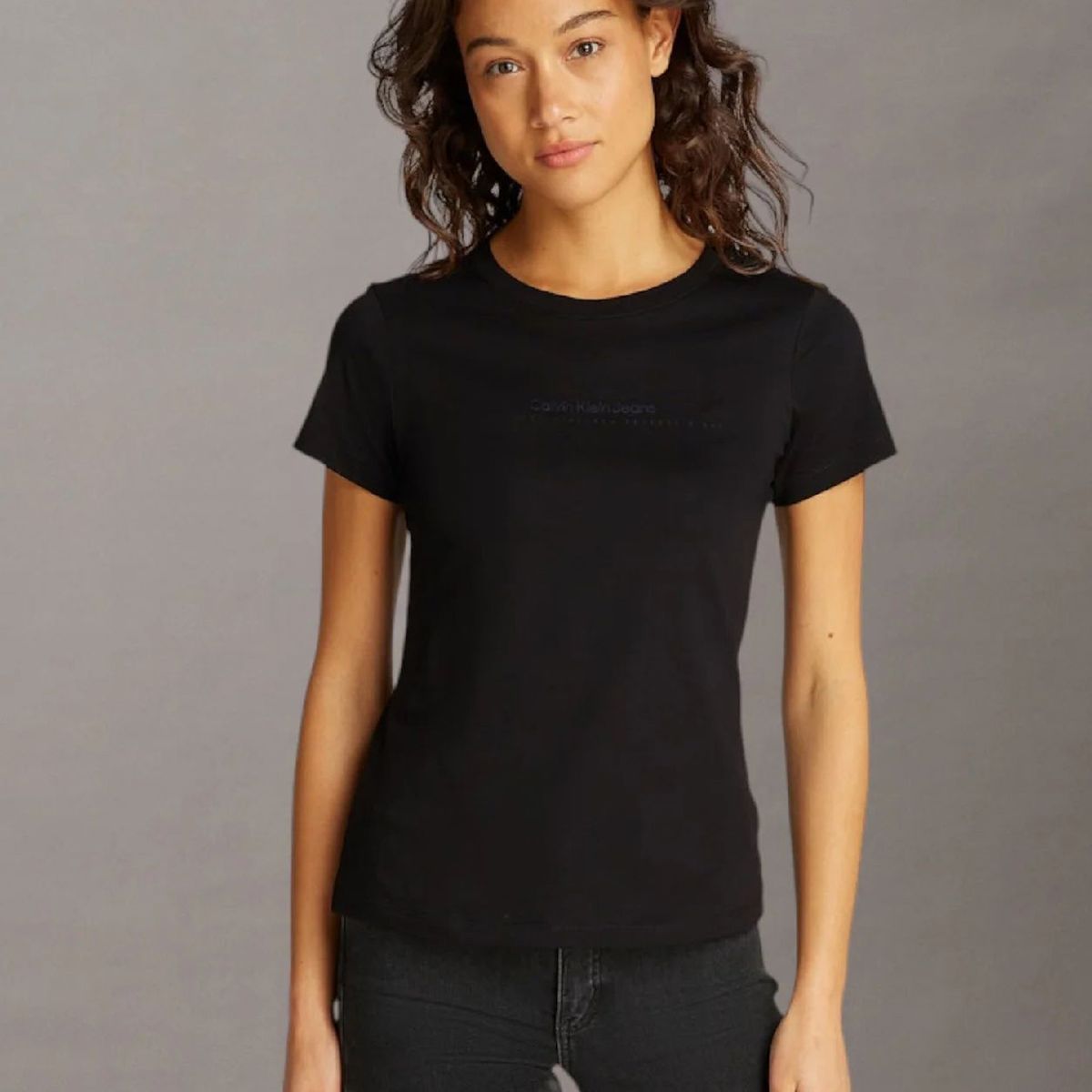CALVIN KLEIN - Camiseta negra slim con logo Calvin Klein