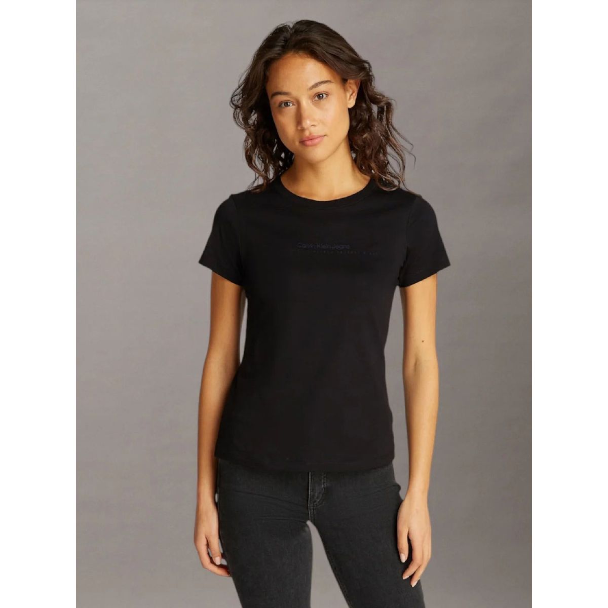 CALVIN KLEIN - Camiseta negra slim con logo Calvin Klein