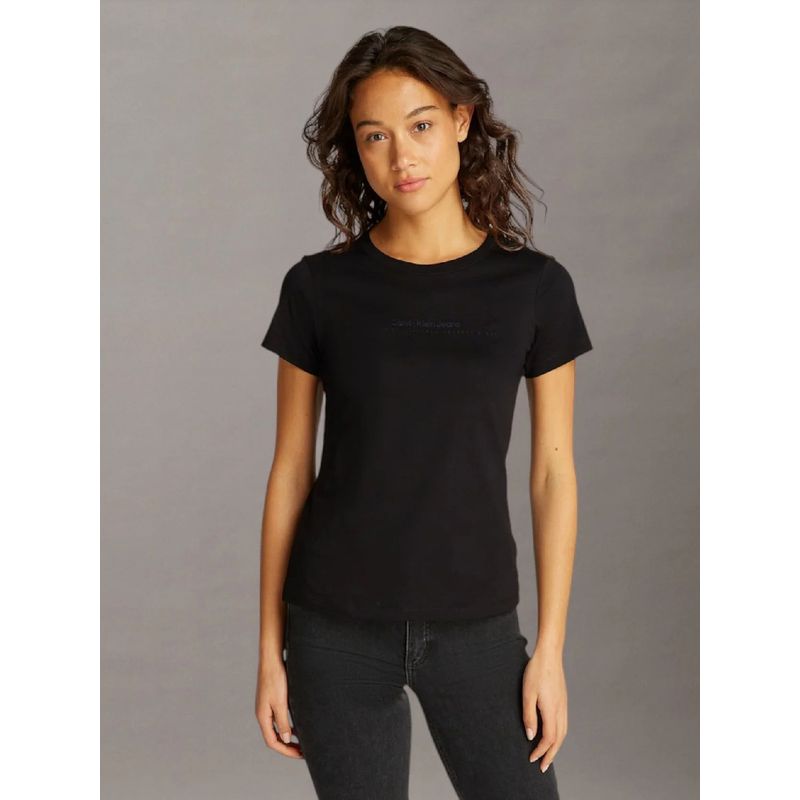 CALVIN KLEIN - Camiseta negra slim con logo Calvin Klein