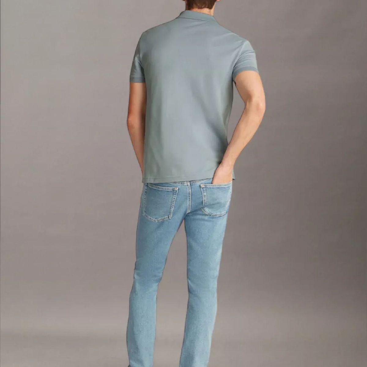 CALVIN KLEIN - Polo azul con monograma Calvin Klein