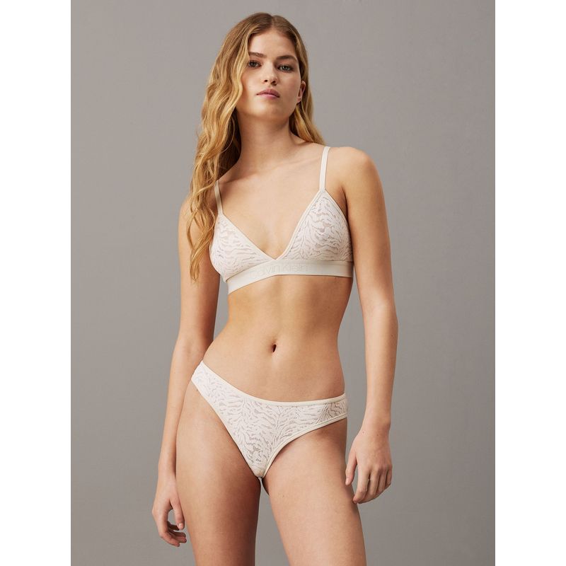 CALVIN KLEIN - Bralette beige elegante de encaje sin forro Calvin Klein