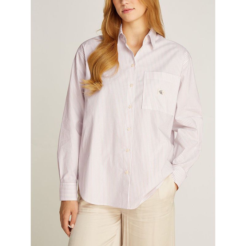CALVIN KLEIN - Camisa rosada holgada de popelín de algodón Calvin Klein