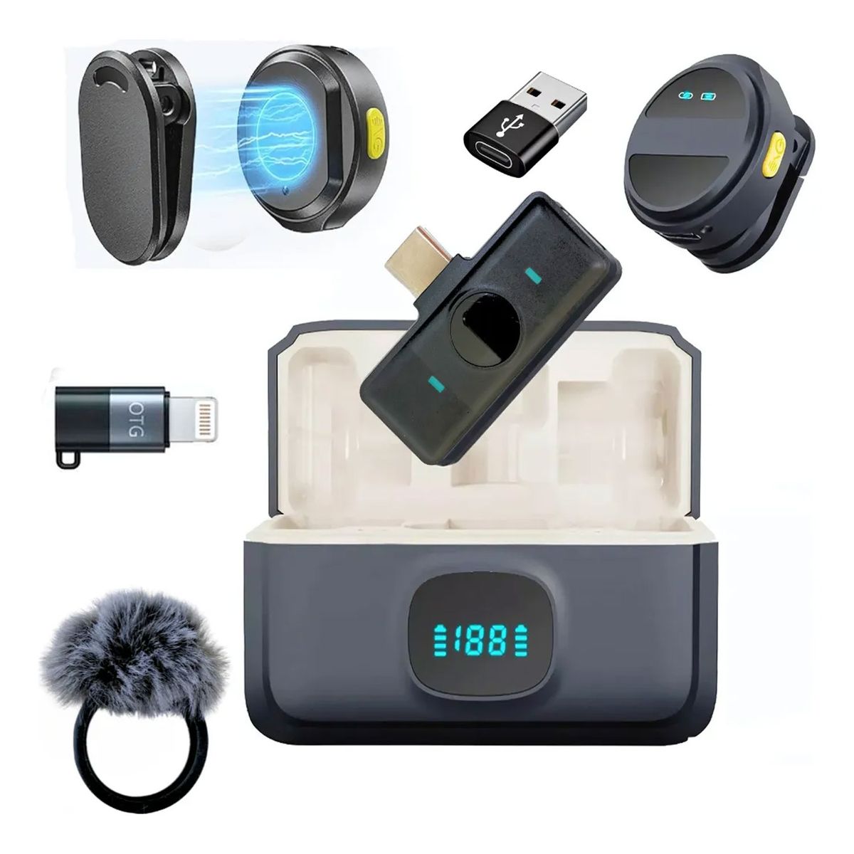 GENERICO - Micrófono De Solapa Inalámbrico Con Imán Magnético Profesional Celular