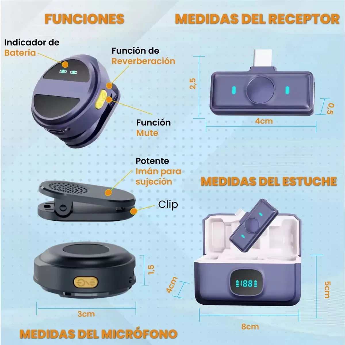 GENERICO - Micrófono De Solapa Inalámbrico Con Imán Magnético Profesional Celular