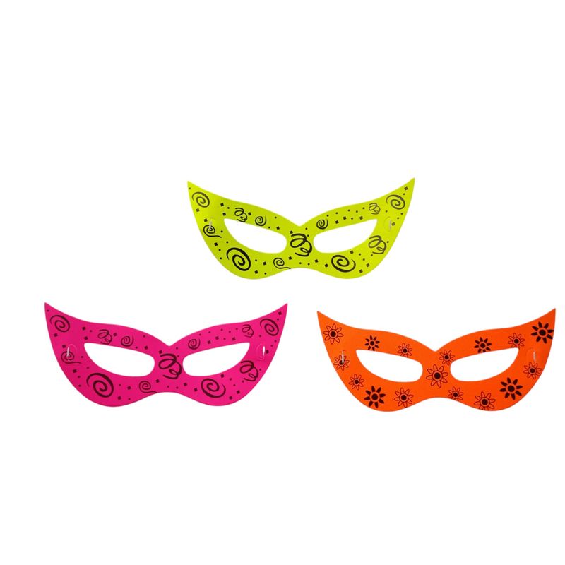 GENERICO - Antifaz Con Estampado Fucsia Neón Líneas Tornasol  X 36 Und