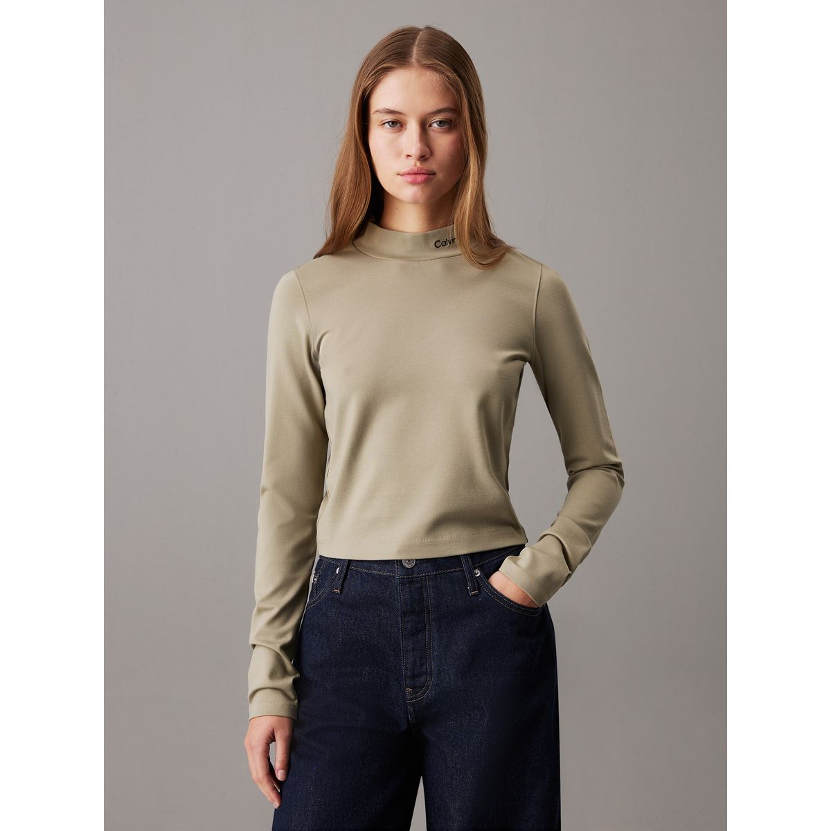 CALVIN KLEIN - Camiseta Verde manga larga punto milano Calvin Klein