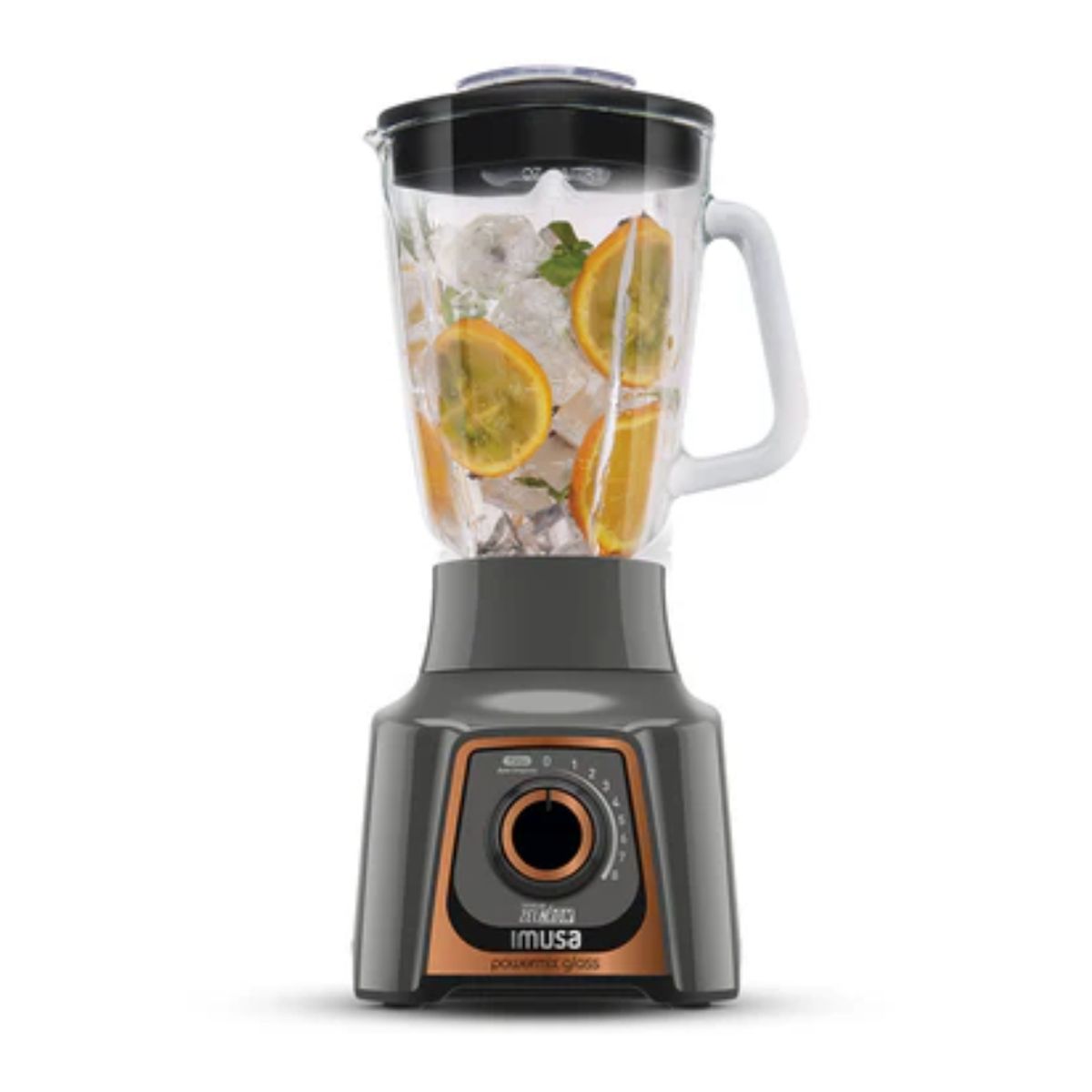 IMUSA - Licuadora Imusa Powermix Glass 1,25 L blanca con vaso de vidrio 110V