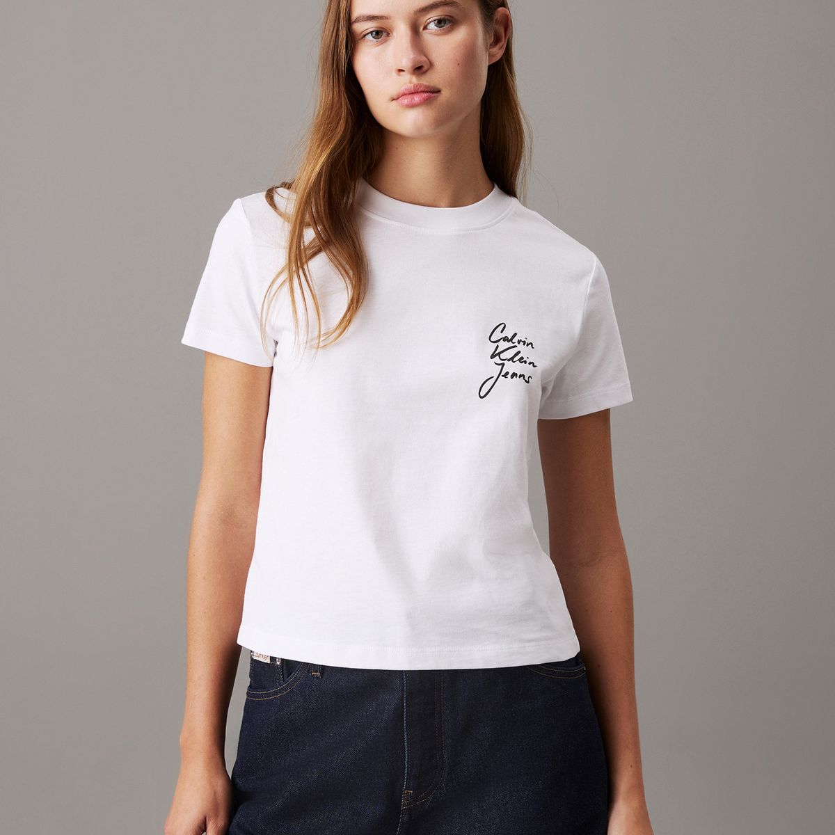 CALVIN KLEIN - Camiseta blanca slim con logo Calvin Klein