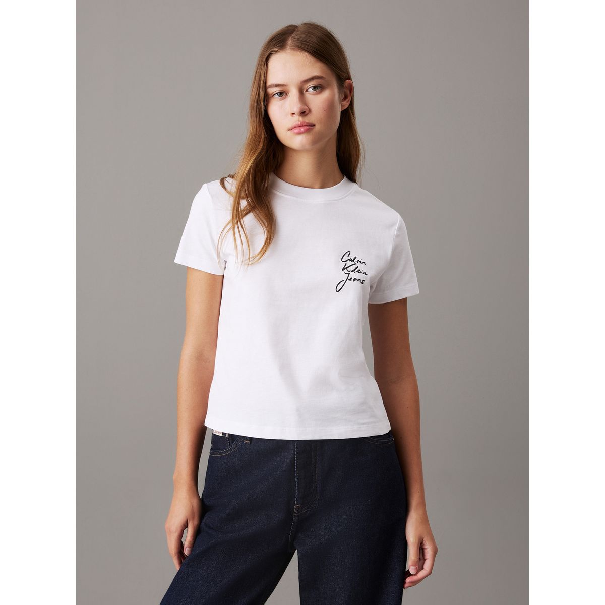 CALVIN KLEIN - Camiseta blanca slim con logo Calvin Klein