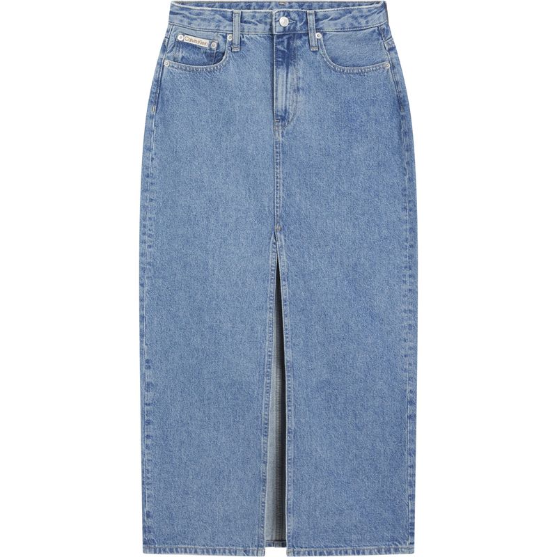 CALVIN KLEIN - Falda azul denim maxi con abertura Calvin Klein