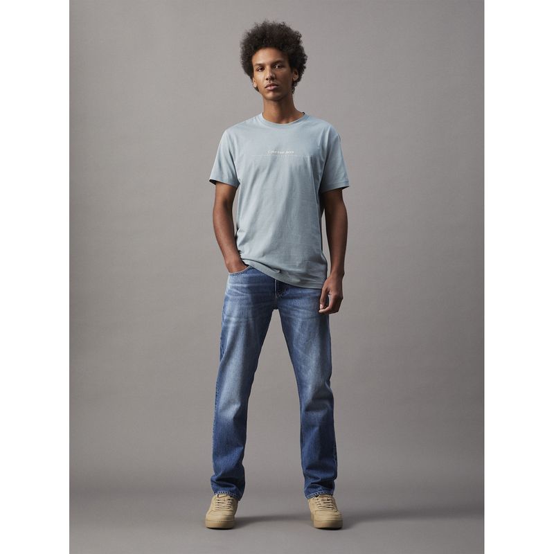 CALVIN KLEIN - Camiseta azul con logo pequeño Calvin Klein