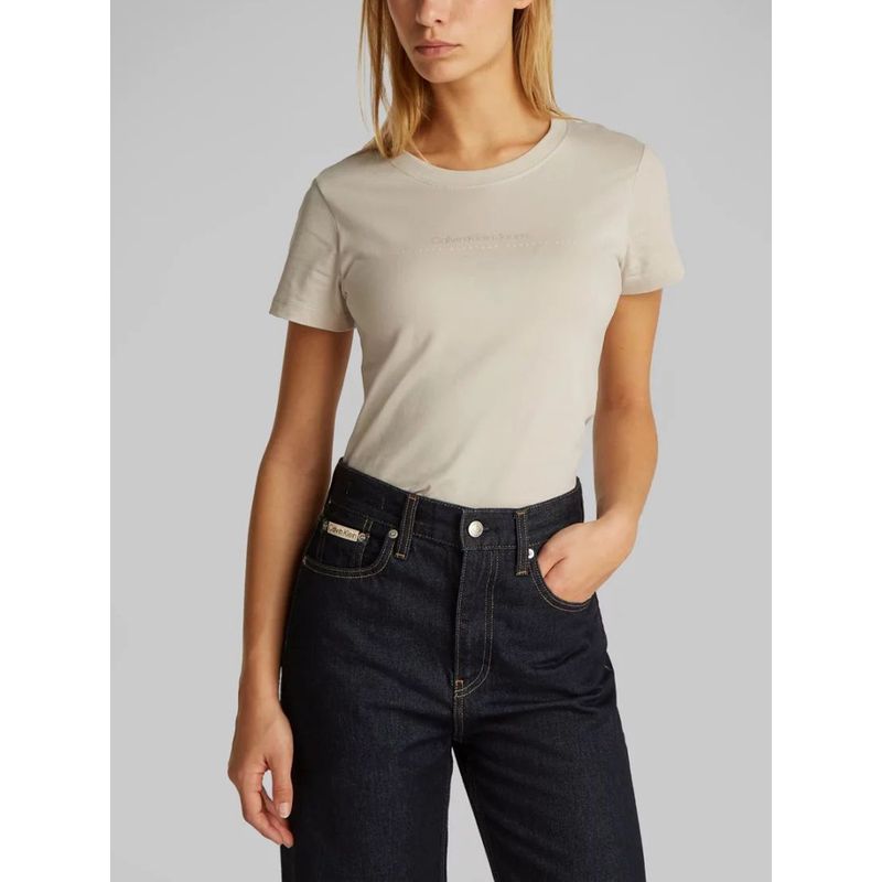 CALVIN KLEIN - Camiseta blanca slim con logo Calvin Klein