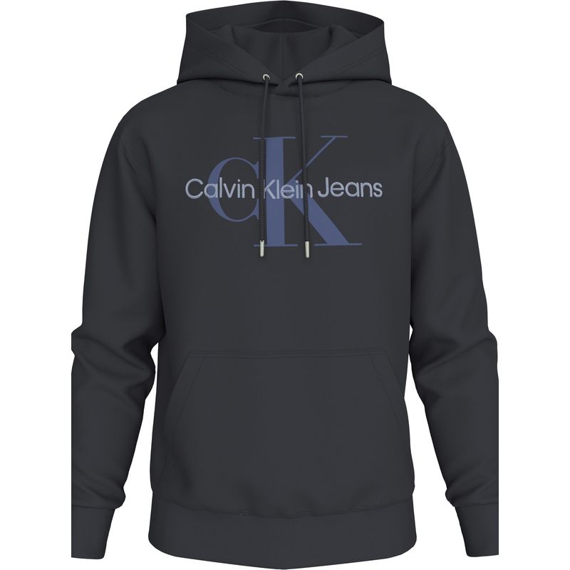 CALVIN KLEIN - Buzo negro con capota con monograma Calvin Klein