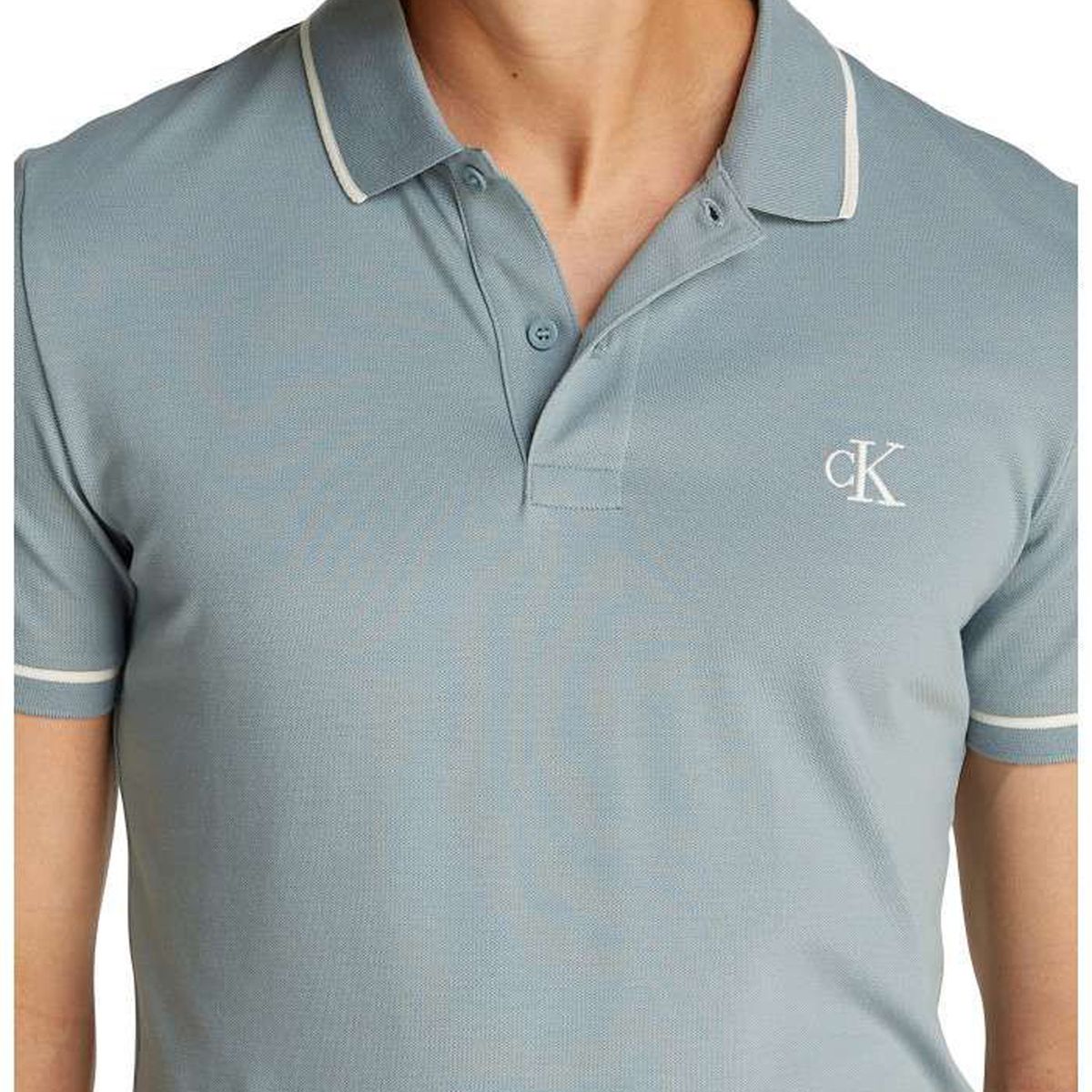 CALVIN KLEIN - Polo azul slim con ribete en contraste Calvin Klein