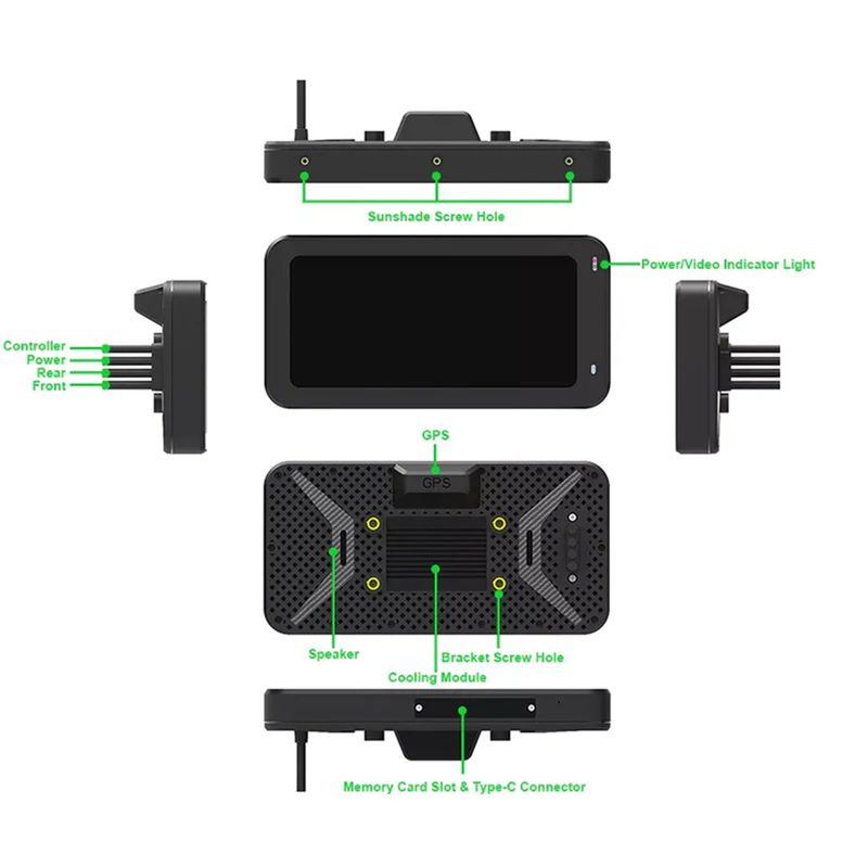 GENERICO - Pantalla Carplay Para Automóvil Moto Medio Con Dos Cámaras