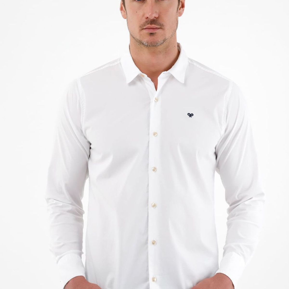 TENNIS - Camisa blanca manga larga para hombre
