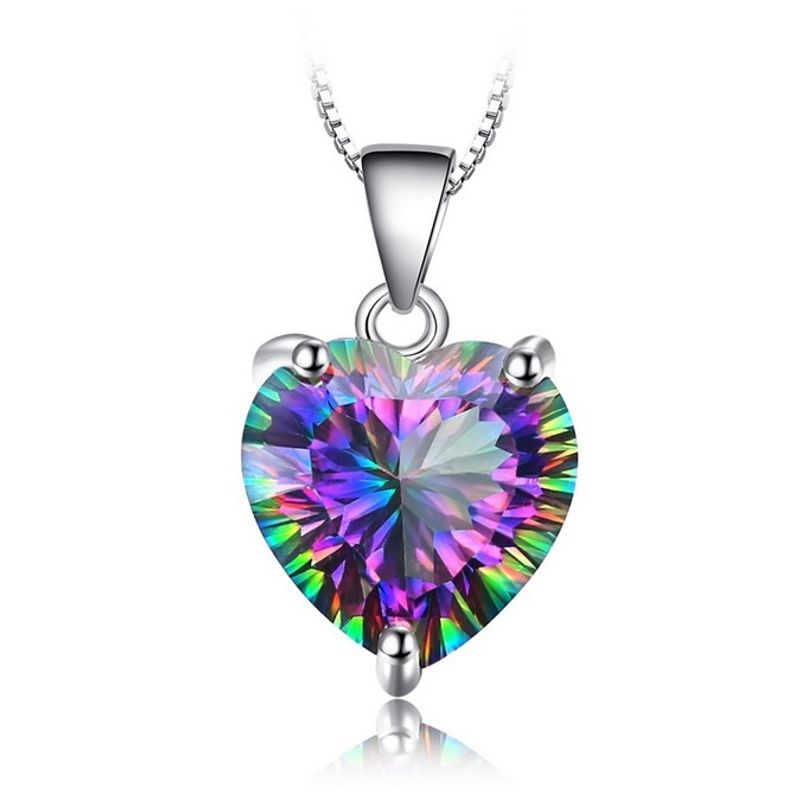ALHAJAS - Collar Cadena Alhajas Para Mujer Corazón Topacio En Plata 925