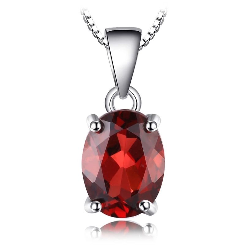 ALHAJAS - Collar Cadena Para Mujer Piedra Granate Fabricado En Plata 925