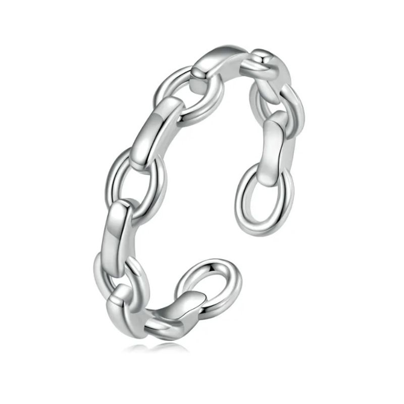 ALHAJAS - Anillo Alhajas Ajustable Para Mujer Cadena En Plata 925