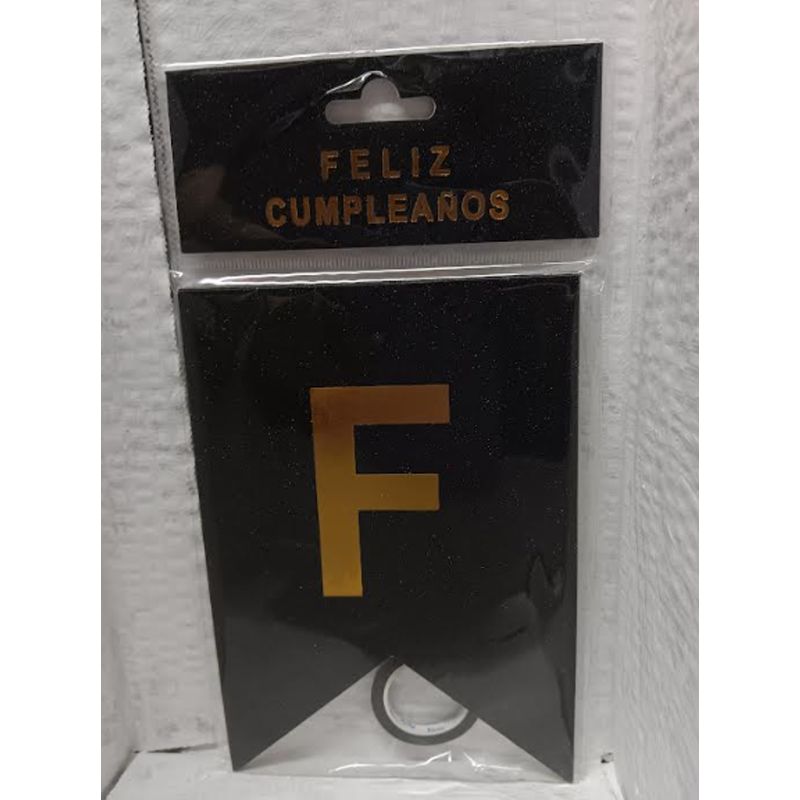 GENERICO - Banderin Feston Feliz Cumpleaños negro escarchado