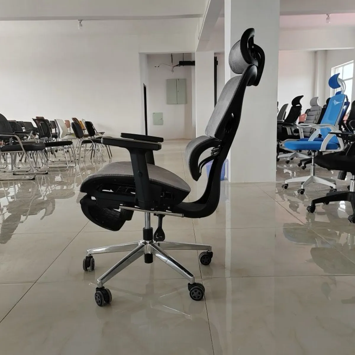 ERGONOMUS - Silla ergonomica de oficina con soporte lumbar y respaldar alto