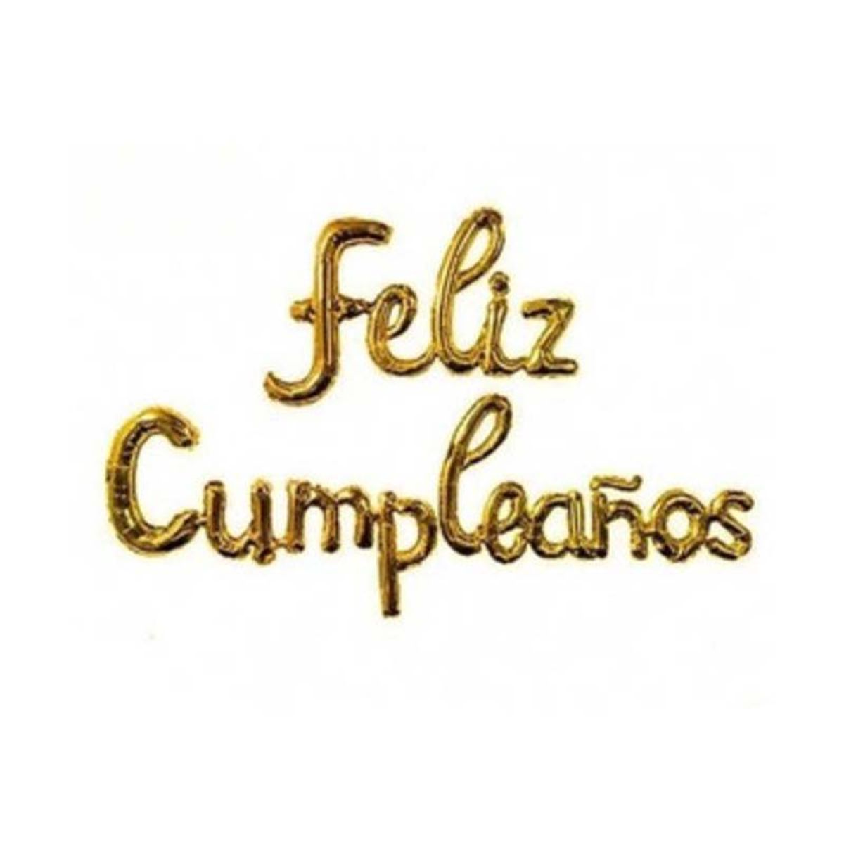 GENERICO - Feliz Cumpleaños Globo Metalizado Letras Cursiva dorado