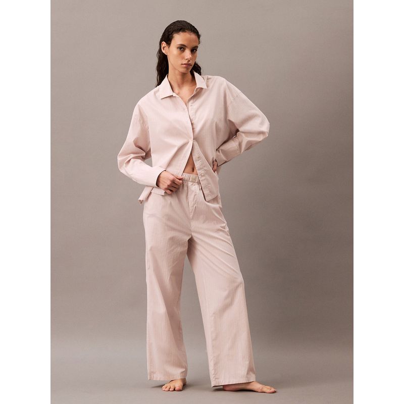 CALVIN KLEIN - Pantalón blanco largo ancho de pijama - cotton poplin Calvin Klein