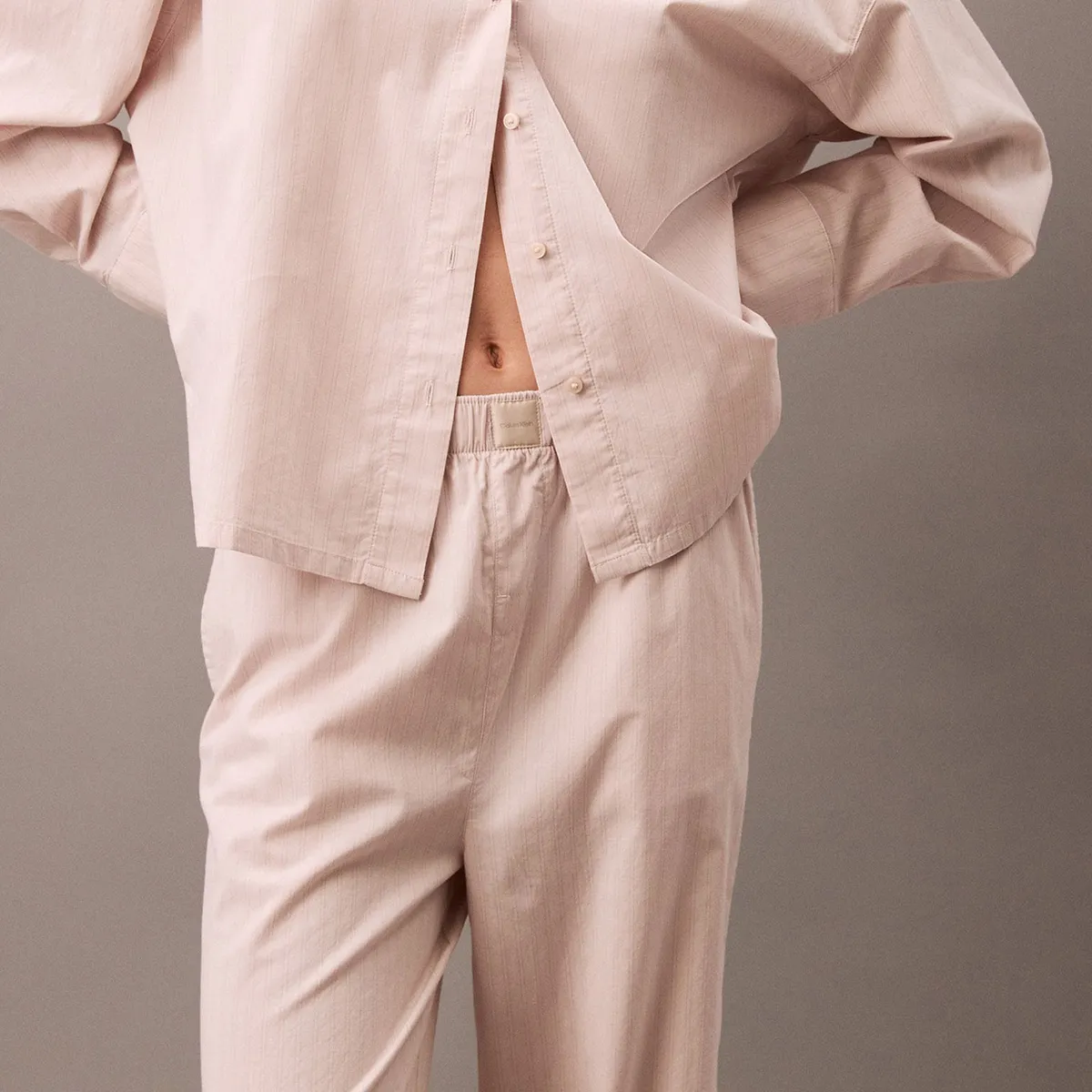 CALVIN KLEIN - Pantalón blanco largo ancho de pijama - cotton poplin Calvin Klein