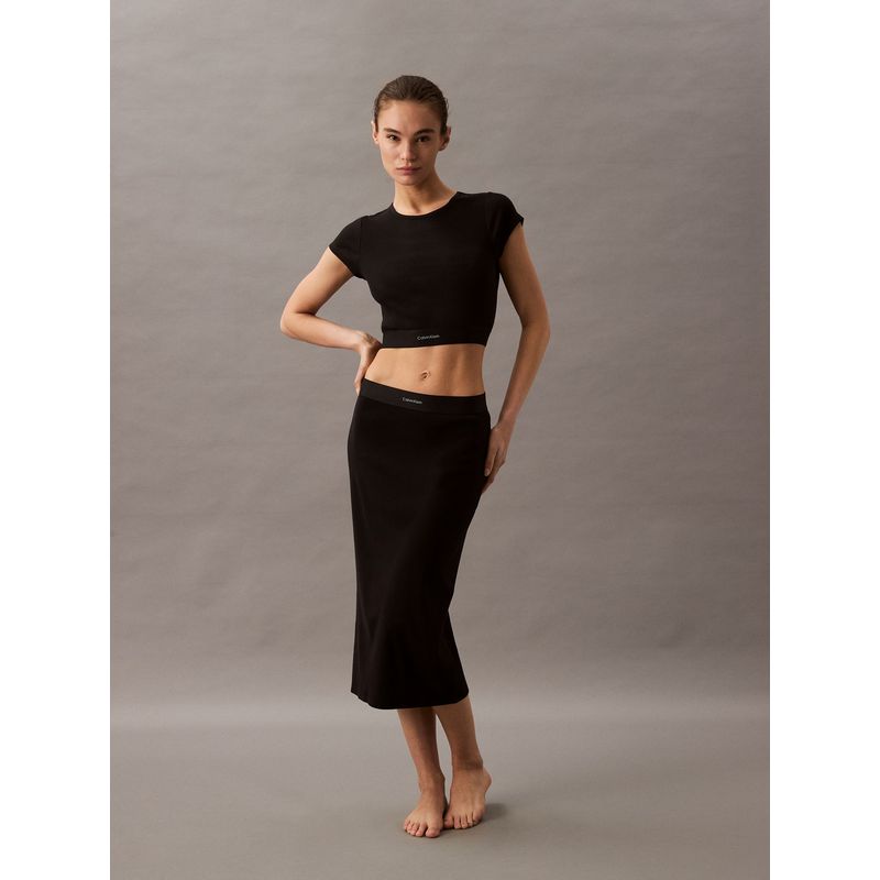 CALVIN KLEIN - Falda negro de estar por casa - Cotton Stretch Rib Calvin Klein