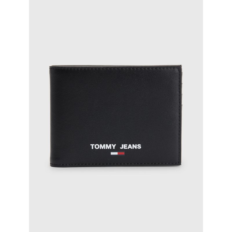 TOMMY HILFIGER - Billetera negra Essential con logo Tommy Hilfiger