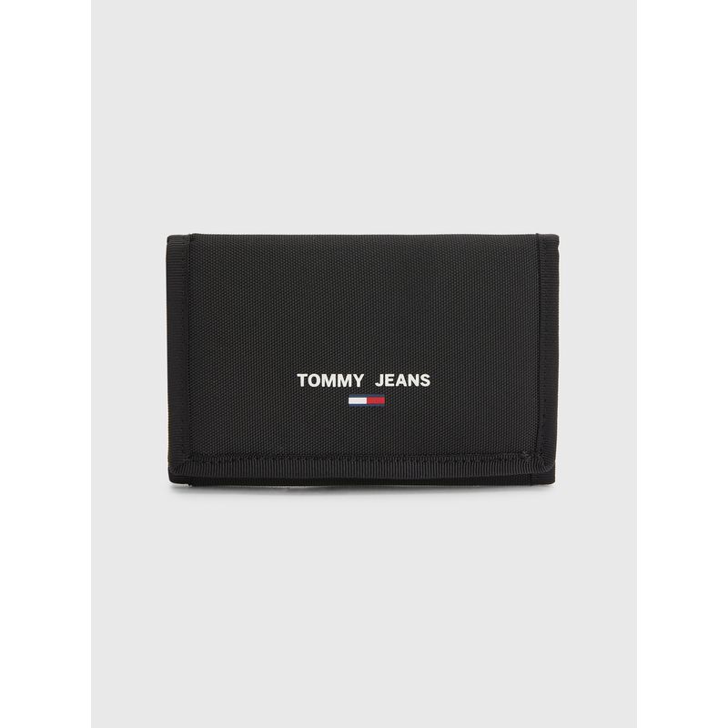 TOMMY HILFIGER - Billetera negra Essential con logo Tommy Hilfiger