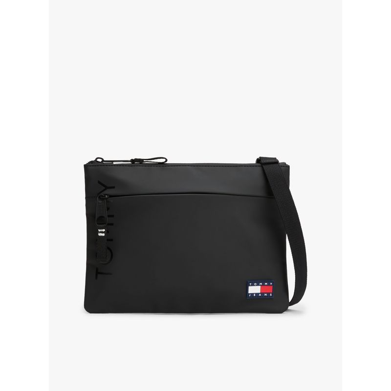 TOMMY HILFIGER - Billetera negra de mano con correa cruzada Essential Tommy Hilfiger