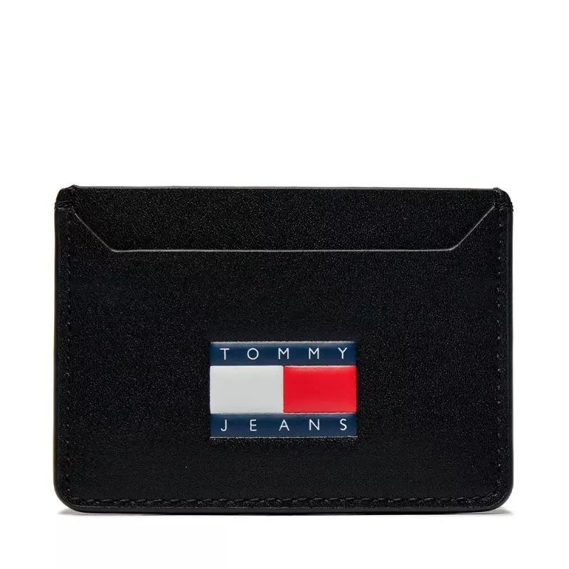 TOMMY HILFIGER - Tarjetero negro Heritage de cuero Tommy Hilfiger